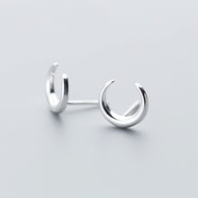 MloveAcc 100% 925 Sterling Silver Jewelry Fashion Cute Tiny Moon Stud Earrings Gift for Girls Kids Lady 2024 - buy cheap