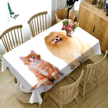 Customizable 3D Tablecloth Christmas Dog Cat Pattern Washable Cloth Thicken Rectangular and Round Table Cloth for Wedding 2024 - buy cheap