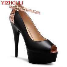 Zapatos documental alto de 15 cm, zapatos de tacón alto de color serpentino de princesa, tienda de moda, nuevo estilo 2024 - compra barato