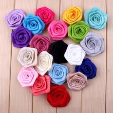 120pcs/lot 4cm 20colors Mini Satin Ribbon Rose Flowers For Girls Hair Accessories Artificial Fabric Flowers For Kids Headbands 2024 - buy cheap