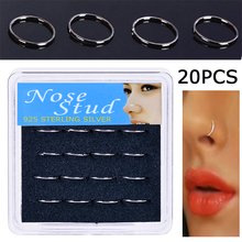 Walerv 20 pçs cor preta nariz anéis mulheres moda corpo piercing jóias 10mm nariz pregos presente 2024 - compre barato