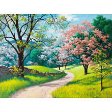 Painting By Numbers DIY Dropshipping 50x65 60x75cm Spring flower season Scenery Canvas Wedding Decoration Art picture Gift 2024 - buy cheap