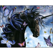 5D Diamond Embroidery Unicorn Horse and Butterfly Crystal Mosaic Pictures DIY Full Square Diamond Painting Cartoon Cross Stitch 2024 - buy cheap