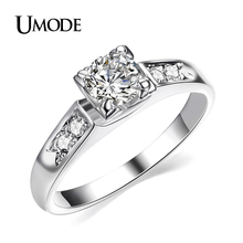 UMODE-anillos de boda para mujer JR0006B, de alta calidad, brillante, Color blanco dorado, 0,5 CT, Circonia cúbica, 4 puntas 2024 - compra barato