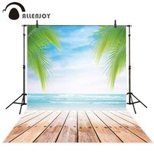 Allenjoy photography backdrop summer leaves beach sea wave wooden floor party background for photo studio photocall photobooth 2024 - buy cheap