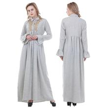 Embroidery Abaya Women Muslim Long Shirt Dress Open Button Kaftan Party Jilbab Dresses Flare Sleeve Casual Ramadna Robe Gown New 2024 - buy cheap