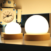 New Ins Hot Led Night Lights Bedside Reading Lamp Wood/Glass Ball Usb Plug Children Gift Reading Bedroom Decoration Table Lamp 2024 - buy cheap