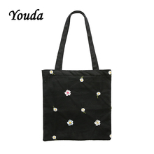 Youda женская сумка через плечо с цветочной вышивкой, симпатичные стильные женские холщовые сумки, простая модная сумка для покупок, элегантная женская сумка-тоут 2024 - купить недорого