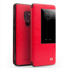 QIALINO-funda de lujo de cuero genuino para Huawei Mate20 Pro, cubierta de teléfono ultrafina hecha a mano, con vista inteligente 2024 - compra barato