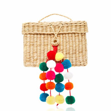 Summer Travel Handbags retro Basket Bag leisureTote Hair ball lace oheBmian Beach Bag for Women Handmade pompom Straw Bags 2024 - buy cheap