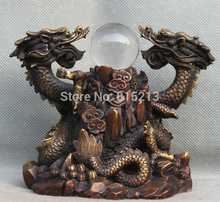 Bi00981 pingente de escultura folclórica chinesa em bronze puro fengshui estátua do dragon play ball 2024 - compre barato