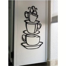3 copos de café criativo arte da parede decalque removível vinil adesivo de parede diy decoração de casa arte da parede cozinha papel de parede casa decoração 2024 - compre barato