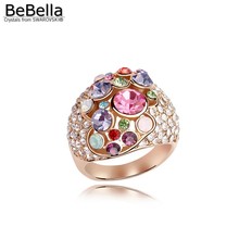 BeBella-Anillo de cristal chapado en oro para niña, hecho con Cristales austriacos Swarovski, regalo de Navidad 2024 - compra barato