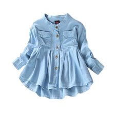 New Spring Fashion Kids Girls Demin Shirts Soft Fabric Long Sleeve Shirt Children Clothing 2024 - buy cheap