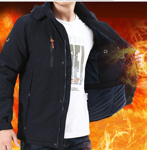 2018 fashion men winter jacket coat long sleeves stand collar warm fleece wind proof water proof hooded coat casual plus clothes 2024 - buy cheap