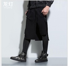 Men Solid Color Harem Pants Culottes Casual Retro Neutral Tide Fashion Loose Cross Pants Singer Stage Costumes Hot New 2024 - buy cheap