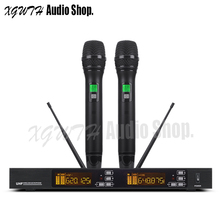 UHF-Sistema de micrófono de mano inalámbrico, micrófono Super cardioide dinámico Dual profesional para Karaoke de escenario, equipo de Audio de estudio DJ 2024 - compra barato