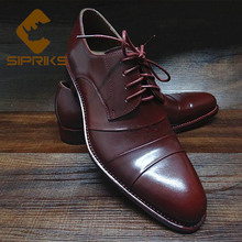 Sipriks lujo importados de Italia Piel De Becerro vestido zapatos para hombre clásico Goodyear zapatos de vino rojo borgoña traje de caballeros Social 44 2024 - compra barato