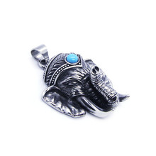 Newest Design Blue Stone Elephant Pendant 316L Stainless Steel Jewelry Animal Elephant Head Pendant 2024 - buy cheap