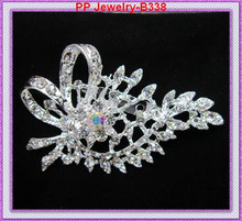 crystal rhinestone silver tone free shipping 12pcs/lot leaf brooch 2024 - buy cheap