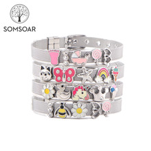 Somsoar Jewelry Lovely Slide Charm Mesh Bracelet Set Child toddler Kids Bracelet Stianless Steel Woman Bracelet as Best Gift 2024 - buy cheap