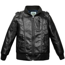 Boys' leather Jackets Children Plus velvet padded zipper Coats big Boys jacket black wine red Outwear Kids Fashion Jackets 2024 - buy cheap