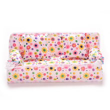 1 Set Doll House Toys Mini Dollhouse Furniture Flower Cloth Sofa Couch With 2 Full Cushions For  s Accessories Hot Sell 2024 - buy cheap