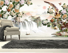 Custom  papel de parede,3D stereo China style flower falls jade murals,living room sofa TV wall bedroom wallpaper 2024 - buy cheap