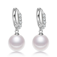 Pretty Woman Wedding Engagement Jewelry 925 Sterling Silver + Freshwater Pearl + Cubic Zirconia Lever Back Dangle Earrings 2024 - buy cheap