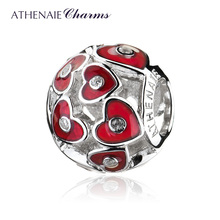 ATHENAIE 925 Sterling Silver Pave Clear CZ Red Enamel Abundance Of Love Bead Charms 2024 - buy cheap