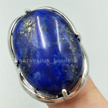 Free Shipping Beautiful jewelry Natural Lapis Lazuli Women Men Art Oval Ring  7~12" Adjust Size PC5096 2024 - buy cheap