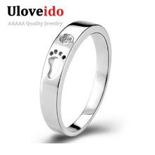 Uloveido Silver Toe Rings for Women / Men Bijoux Sale Silver Engagement Ring Love Crystal Jewelry Bague Aneis Copper Zircon J013 2024 - buy cheap