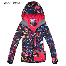 Зимняя Лыжная куртка Gsou, уличная водонепроницаемая ветрозащитная дышащая куртка для сноуборда, яркая зимняя одежда, зимняя Лыжная куртка для женщин 2024 - купить недорого
