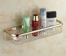 450mm Gold Color Brass Wall Mounted Single Tier Soap / Sponge Shower Storage Basket / Bathroom Accessory Wba096 2024 - buy cheap