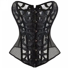 Caudatus Hollow Mesh Corset for Women Burlesque Lace up Gothic Bustier Overbust Corselet Costumes Sexy Tops Black White Lingerie 2024 - buy cheap