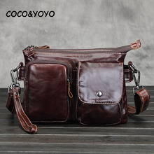 Hot 2016 New Arrival Brand Fashion Brown 100% Genuine Leather Men Messenger Bags Crazy Horse High Quality Men Shoulder Bags 2024 - buy cheap