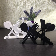 Fashion kitchen iron art craft black white spoon fork knife napkin paper holder tissue block rack home hotel cafe table decor 2024 - buy cheap