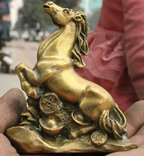 SUIRONG---612+++China Fengshui Brass Tuanbao Zodiac Horse Wealth Lucky Animal Statue Figurine 2024 - buy cheap