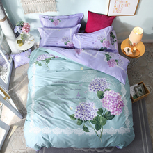 Conjunto de cama floral de algodão, 4 peças, queen & king size, impresso, edredom, capa de travesseiro 2024 - compre barato