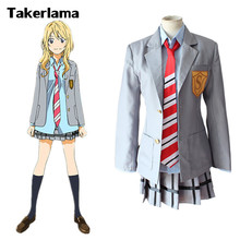 Anime Your Lie in April Miyazono Kaori Skirt School Uniform Halloween Cosplay Costume Full Set ( Jacket + Skirt + Tie ) 2024 - buy cheap