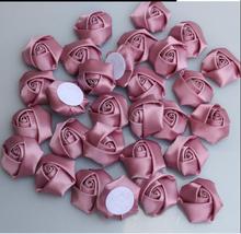100 pçs/lote 3.5cm mel rosa flores artesanal cetim rosa fita flores diy para fazer bouquet de casamento flor accessoriesviolet 2024 - compre barato