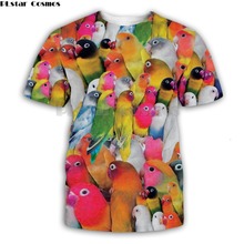 Прямая поставка, модная мужская футболка PLstar Cosmos с 3D рисунком попугая, Футболки унисекс, летняя Уличная Повседневная футболка 2024 - купить недорого