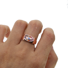 Lançamento anéis de dedo cor ouro rosado joia de mau olhado para mulheres presente clássico clássico da sorte turco 2024 - compre barato