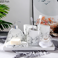 Имитация мраморная керамика ванная комната набор зубная щетка чашка семь частей костюм свадебный подарок принадлежности для ванной комнаты 2024 - купить недорого