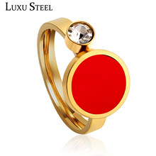 LUXUSTEEL Dripping oil Fashion Rings Stainless Steel Party Charm Crystal Wedding Ring Dropshipping Christnas Finger Jewelry 2024 - buy cheap