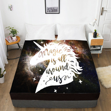 Lençol de cama personalizado com elástico, estampa digital 3d hd, lençol com elástico, personalizado, full queen king, capa de colchão 160x200, unicórnio mágico 2024 - compre barato