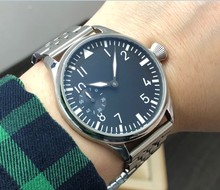 44mm GEERVO black dial Asian 6497 17 jewels Mechanical Hand Wind movement men's watch green luminous Mechanical watches gr286-g8 2024 - buy cheap
