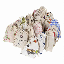 50pcs/lot Cartoon printing multicolor Vintage Natural Burlap Gift Candy Bags Wedding Party Favor Pouch Jute Gift Bags Supply 2024 - buy cheap