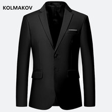 Мужской Блейзер KOLMAKOV, облегающий Блейзер однотонного цвета в винтажном стиле, большие размеры, M-6XL 2024 - купить недорого