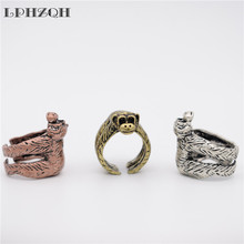 LPHZQH-anillo ajustable Vintage para mujer y hombre, mono bonito, chimpancé, joyería de regalo Retro, Steampunk antiguo 2024 - compra barato